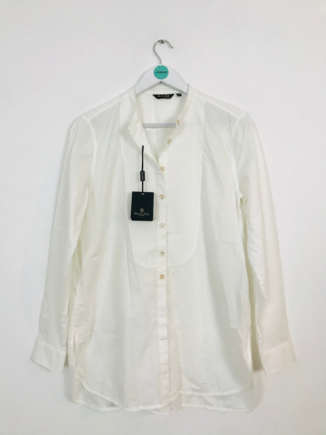 Massimo Dutti With Tags Women’s Button Collarless Shirt | US10 UK14 | White