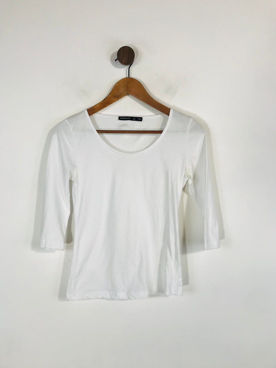 Karen Millen Women's Three Quarter Length Sleeve T-Shirt | UK10 | White