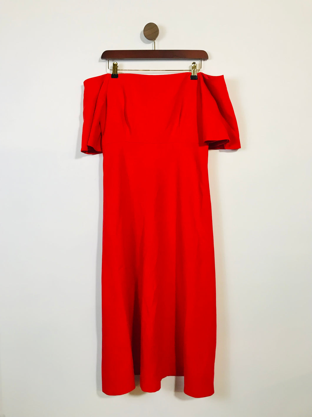 Zara Women's Off Shoulder Midi Dress NWT | L UK14 | Red