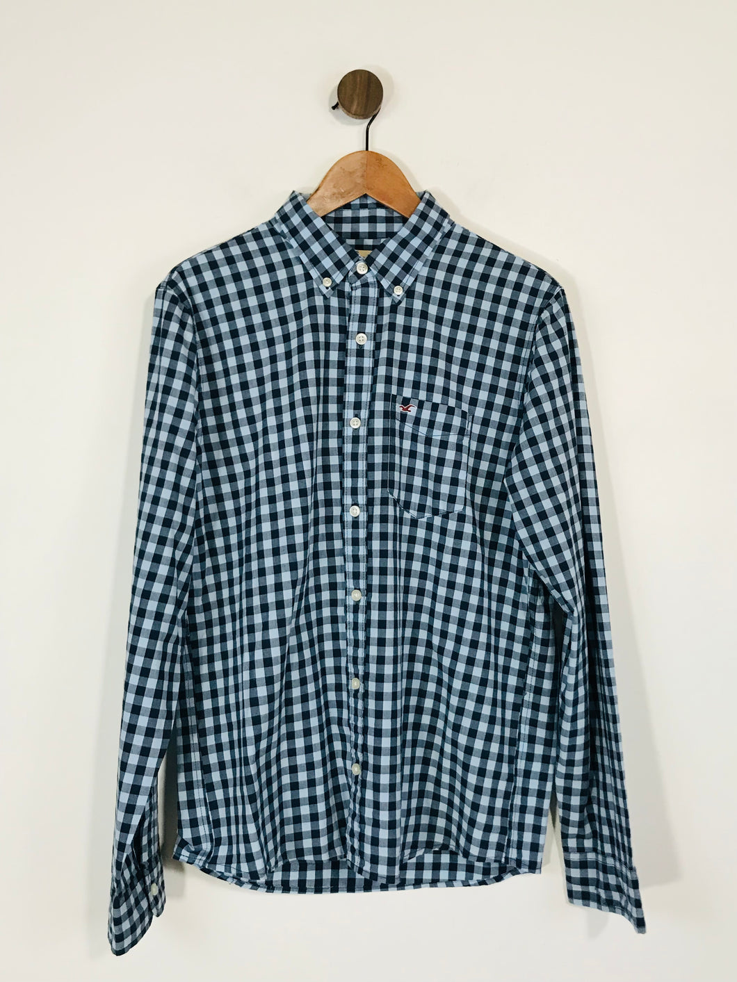Hollister Men's Gingham Button-Up Shirt | M  | Blue
