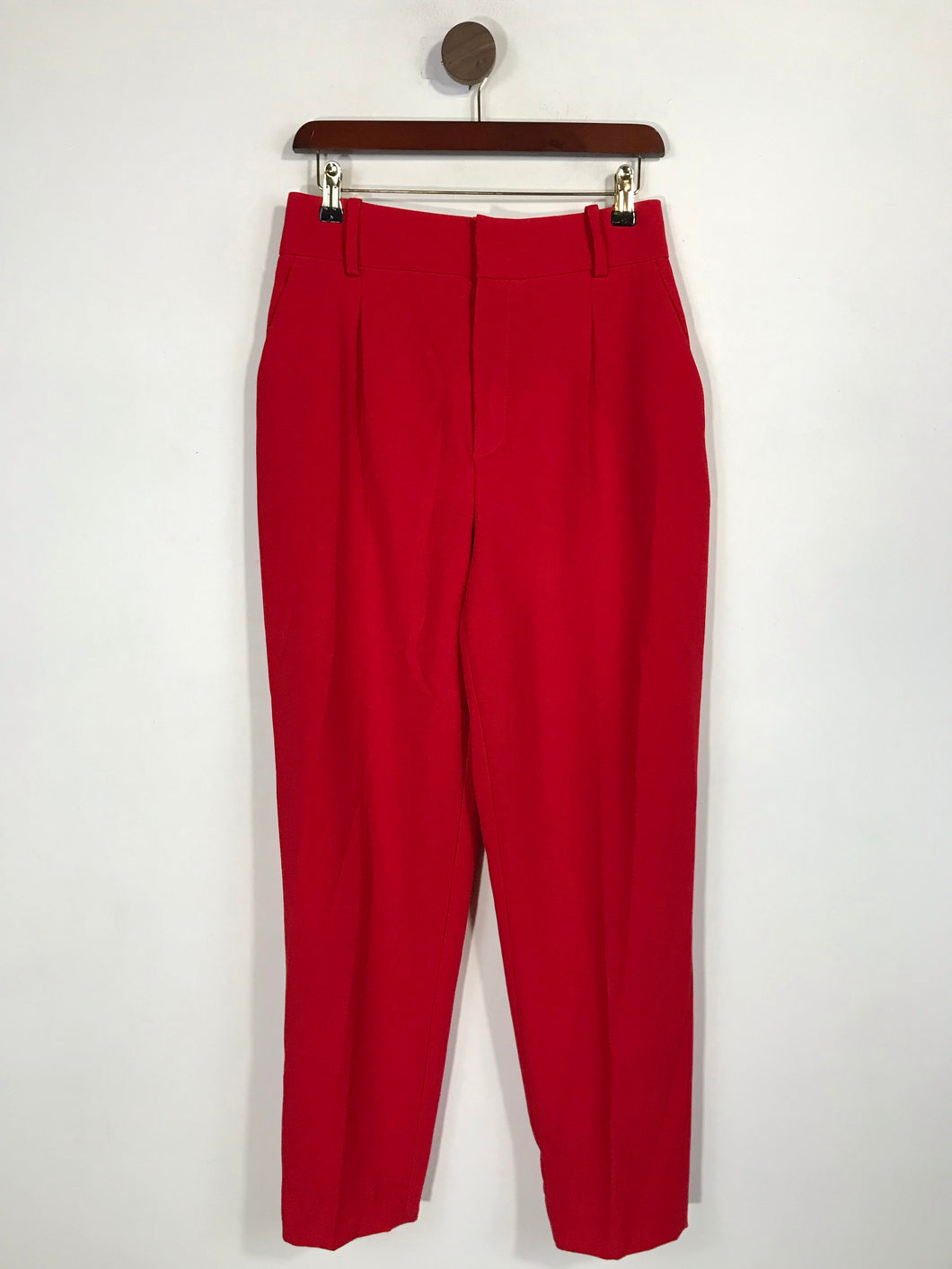 Zara Women's High Waist Casual Trousers | M UK10-12 | Red