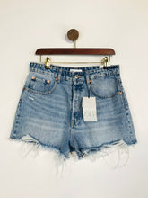 Load image into Gallery viewer, Zara Women&#39;s Denim Distressed Hot Pants Shorts NWT | UK12 | Blue
