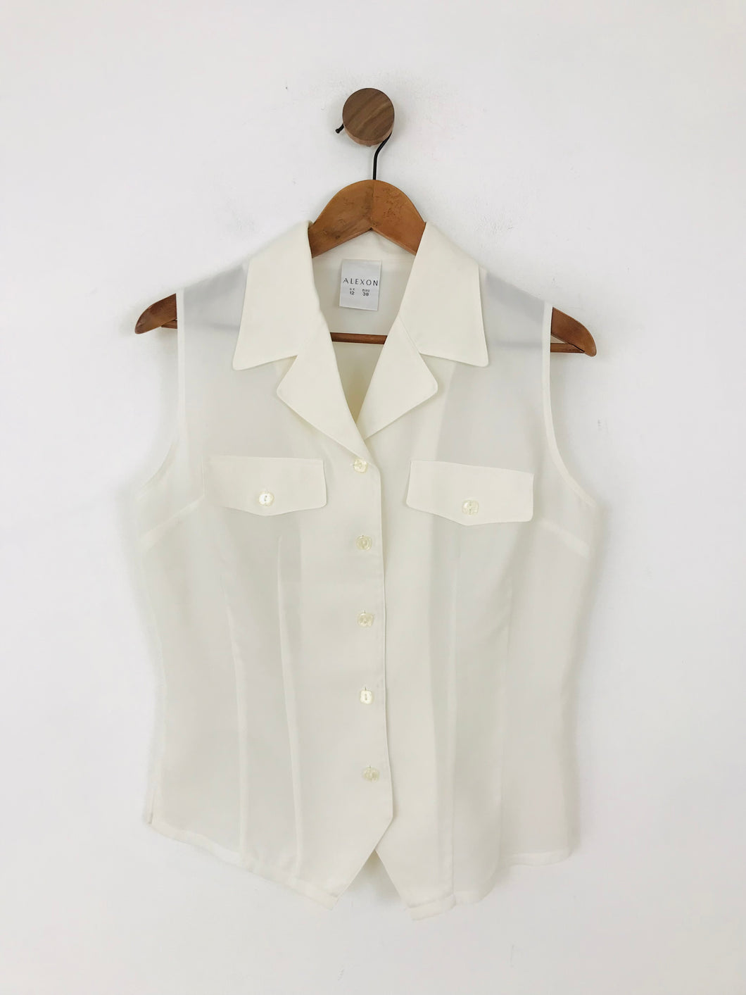 Alexon Women's Sleeveless Fitted Button-Up Shirt | UK12 | White