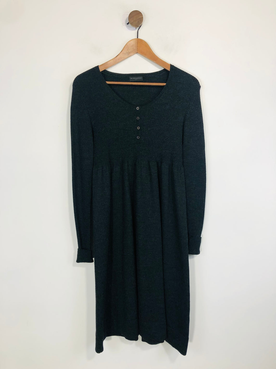 The White Company Women's Long Sleeve Merino Wool Shift Dress | M UK10-12 | Grey