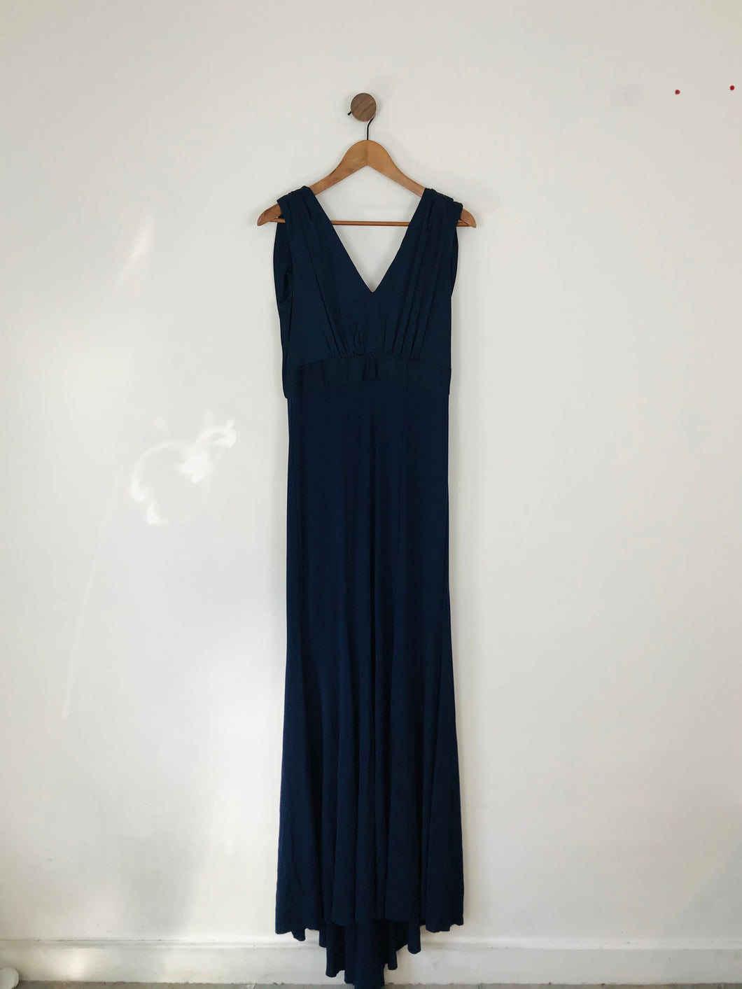Vera Wang Women’s V-Neck Maxi Evening Dress | 6 UK10 | Navy Blue