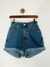 Load image into Gallery viewer, Zara Women&#39;s High Waisted Denim Jean Hot Pants Shorts | EU32 UK6 | Blue
