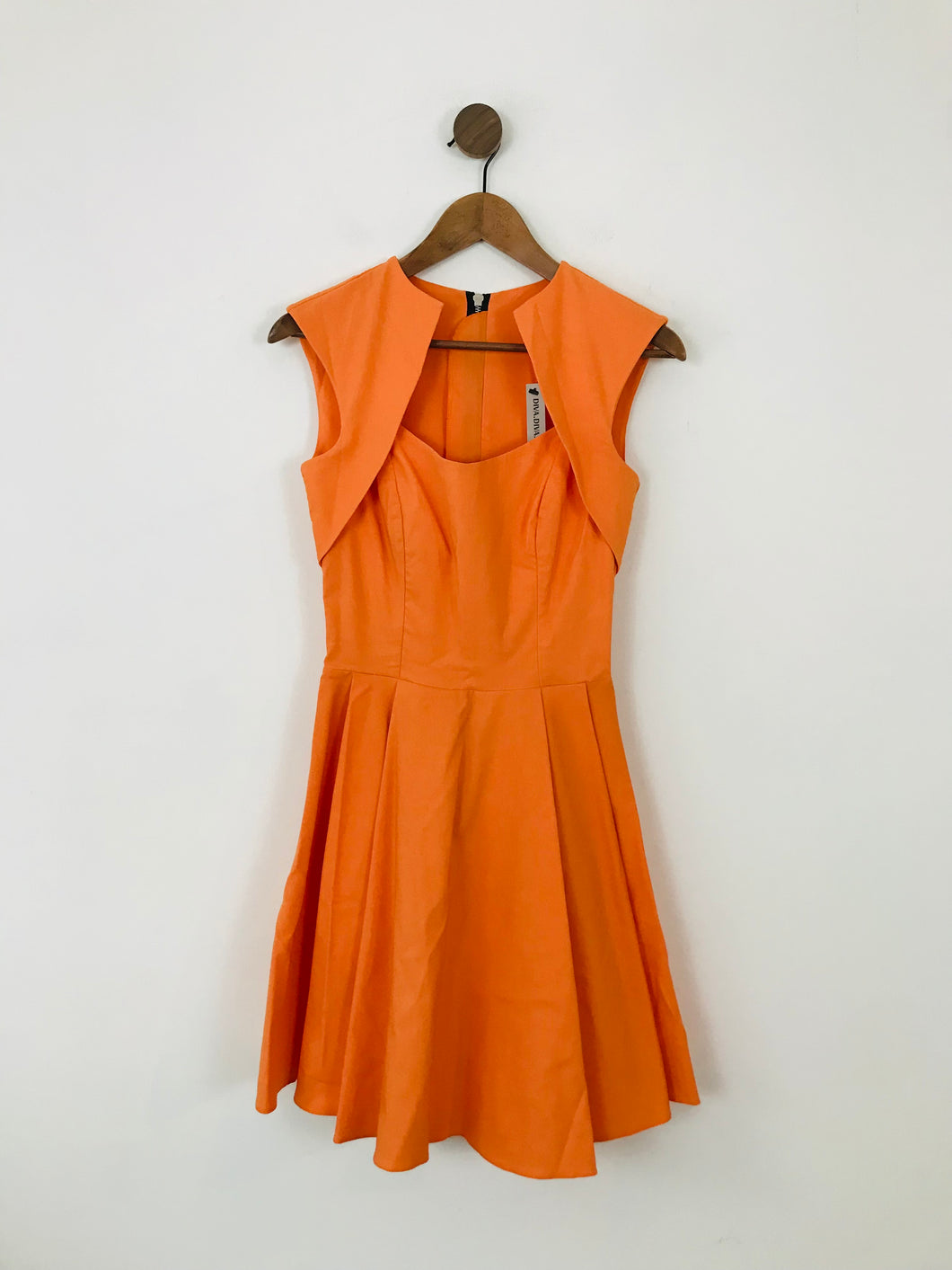 Diva Catwalk Women's Pleated A-Line Dress NWT | S UK8 | Orange