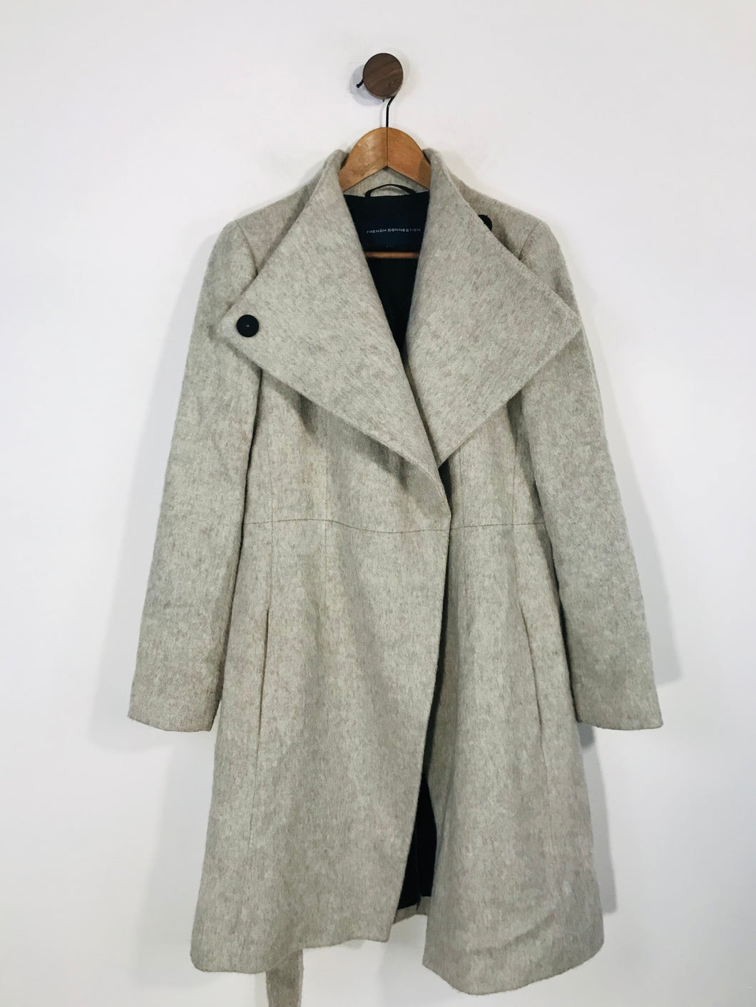 French Connection Women's Wool Long Overcoat Coat | UK12 | Grey