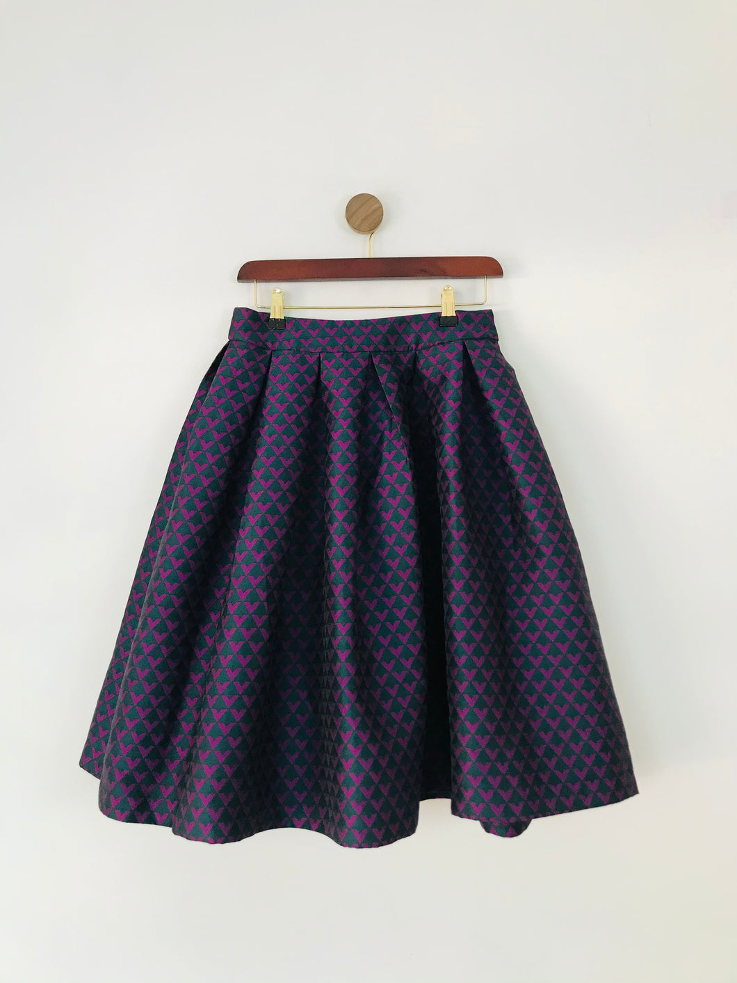 Louche Luxe Women's Pleated Patterned Midi Skirt | UK10 | Multicolour