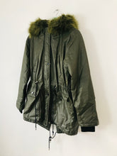 Load image into Gallery viewer, Whistles Women’s Waxy Faux Fur Hooded Parka Coat | M UK10-12 | Khaki Green
