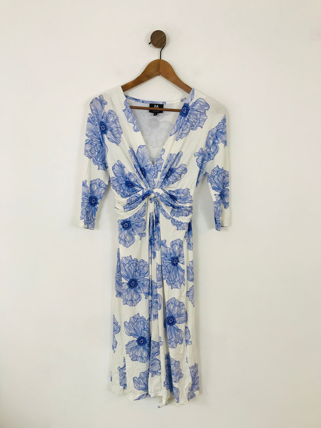 Madderson London Women's Floral Gathered Midi Dress | S UK8 | Blue