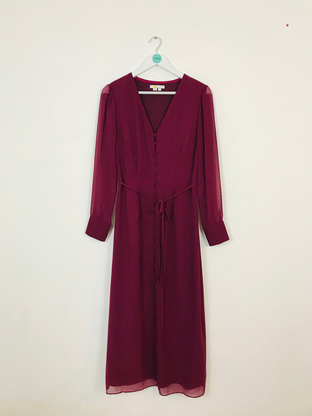 Boden Womens Button up Maxi Aline Dress | UK 12 | Burgundy Red
