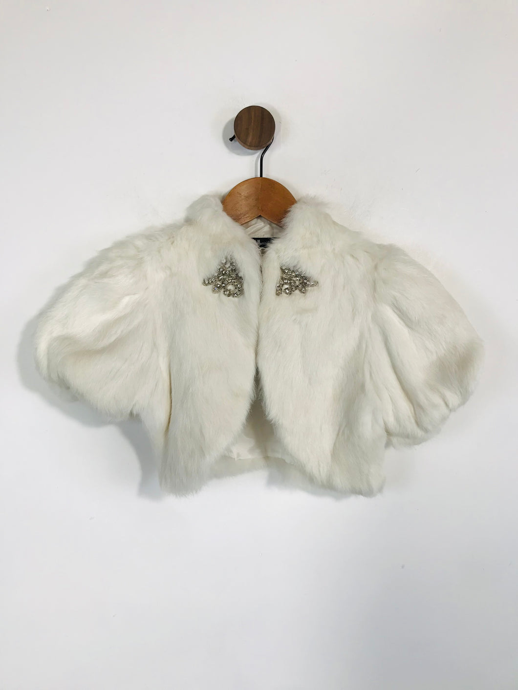 Harrods Women's Rabbit Fur Bolero Shrug Jacket | S UK8 | White