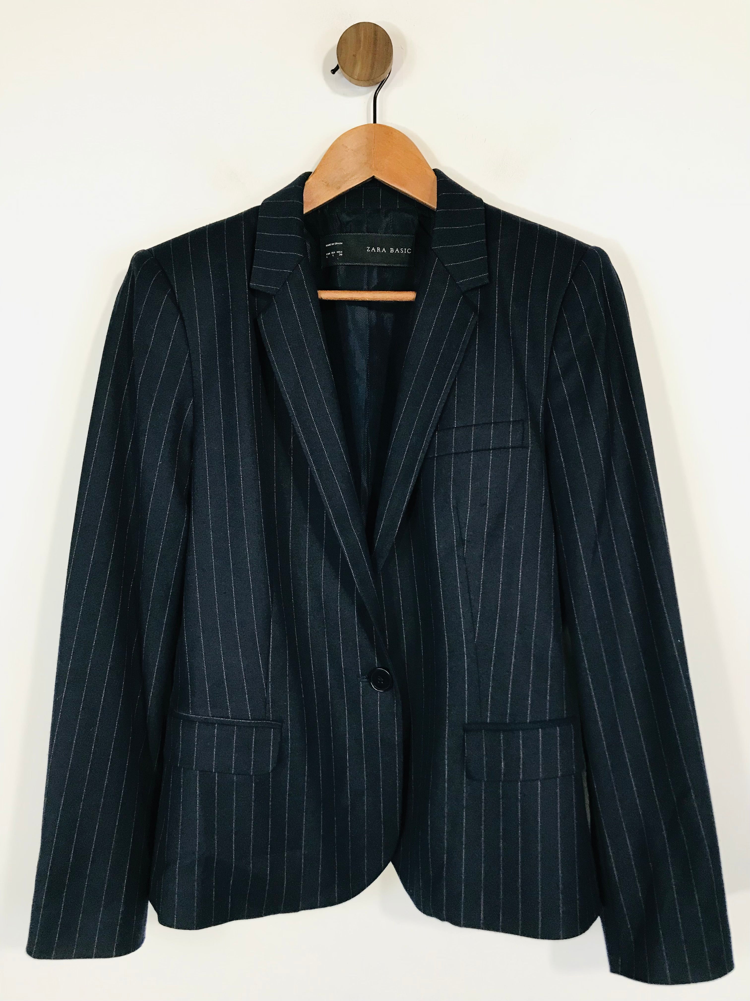 Zara Women's Striped Blazer Jacket L UK14 Blue - Main Image