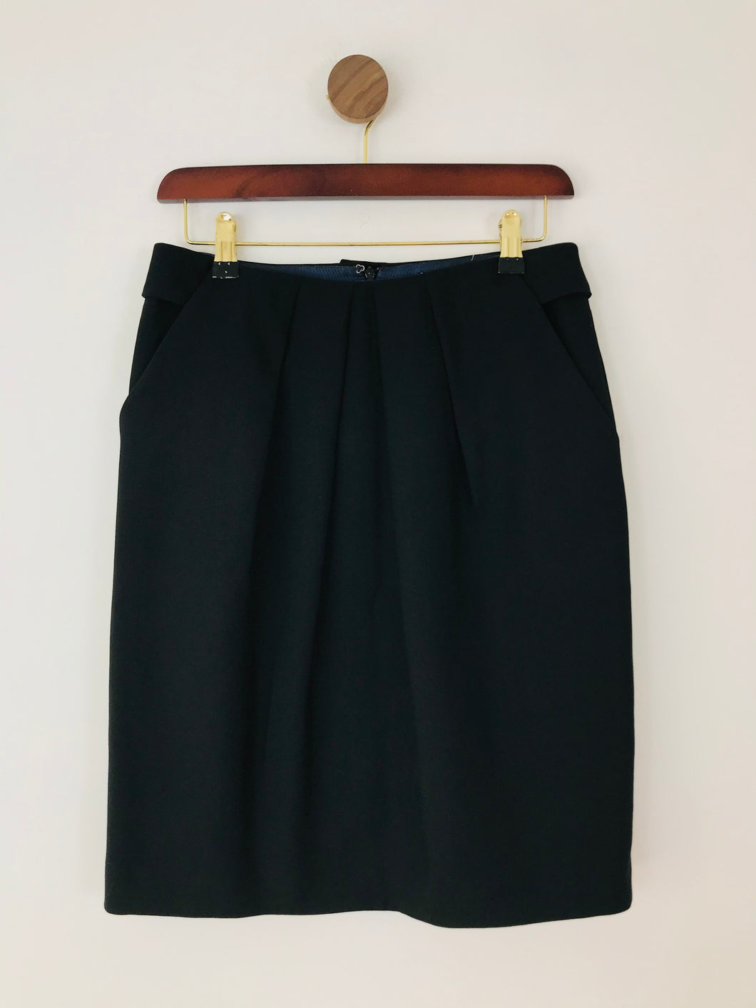 Jigsaw Women's Wool Pleated Pencil Skirt  | UK8 | Black