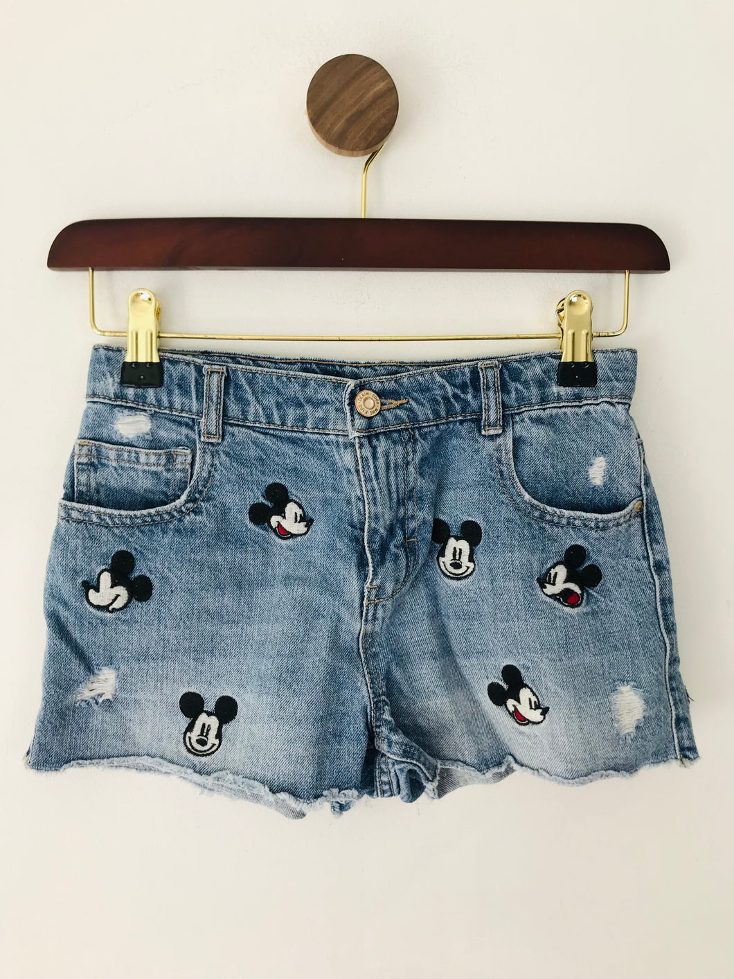 Mango Kid's Micky Mouse Denim Shorts | 9-10 Years | Blue