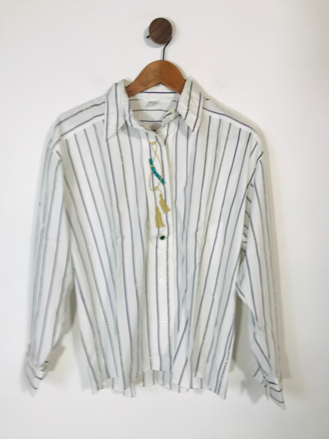 Tru Blouse Women's Vintage Striped Button-Up Shirt | EU40 | White