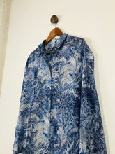 Load image into Gallery viewer, Mango Men&#39;s Lightweight Tropical Print Button-Up Shirt | M | Blue
