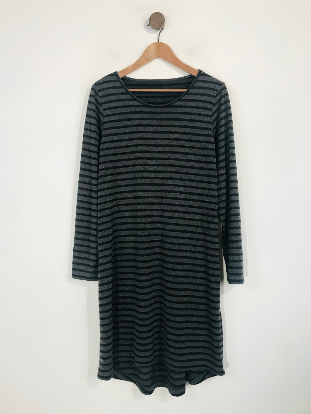 Uniqlo Women's Striped Jumper Shift Dress | L UK14 | Grey
