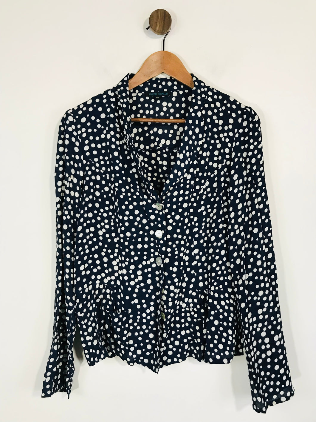 Sophie Dundas Women's Polka Dot Button-Up Shirt | M/L | Blue