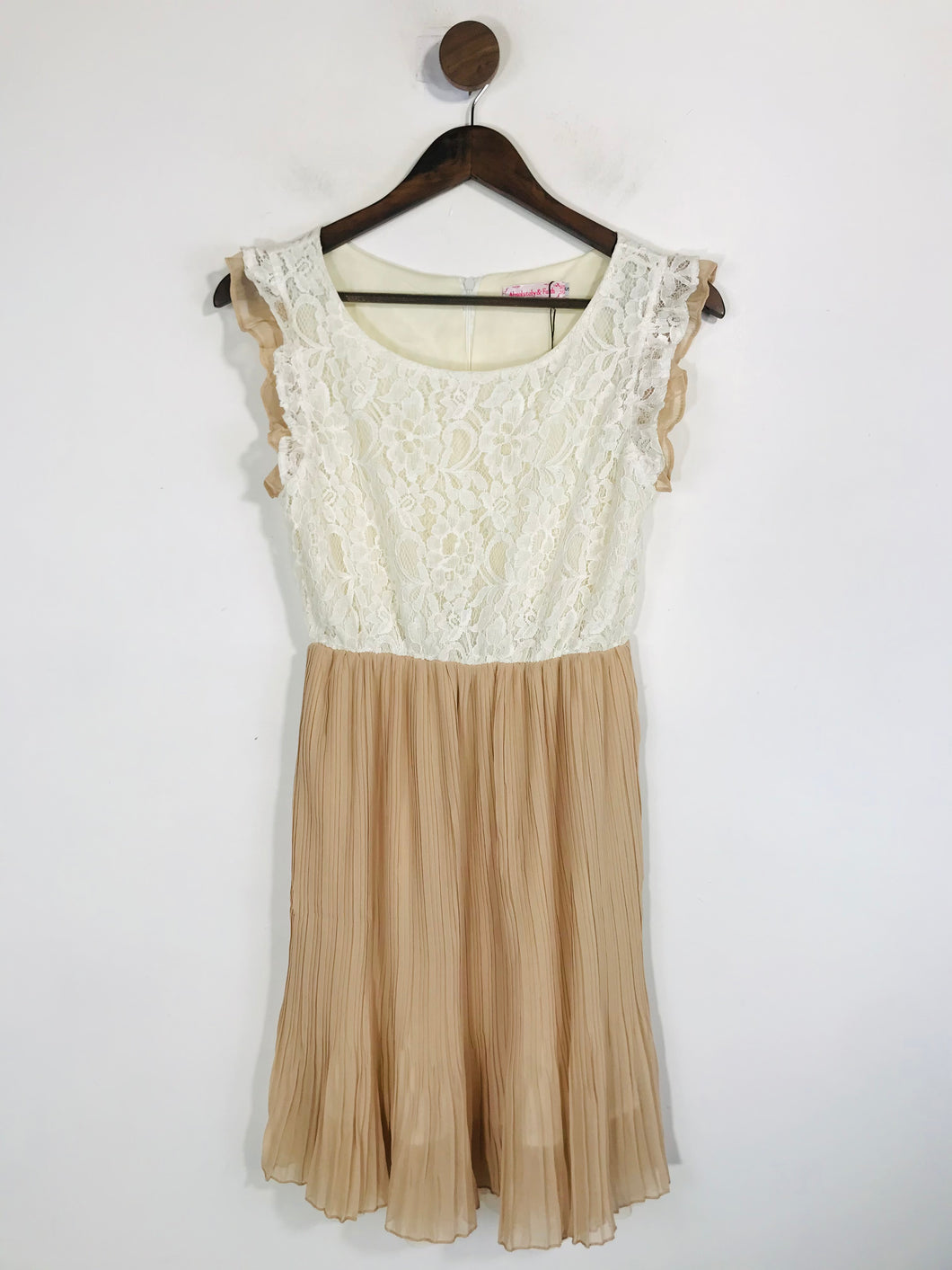 Absolutely & Faith Women's Lace Pleated A-Line Dress NWT | S UK8 | Beige