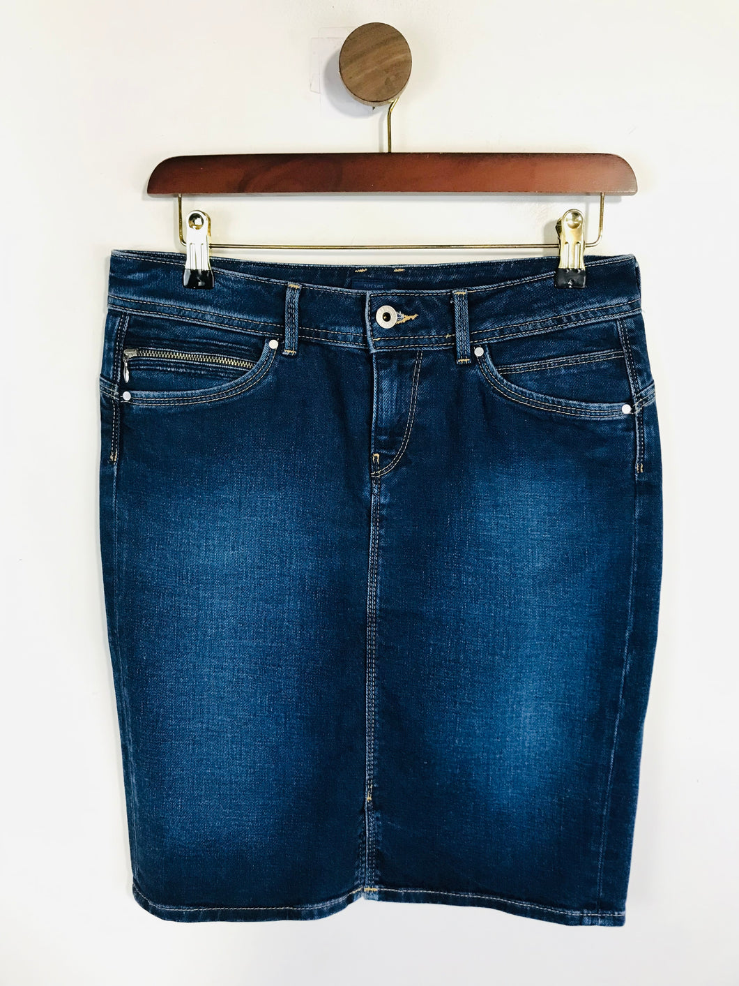 Pepe Jeans Women's Faded Pencil Skirt | L UK14 | Blue
