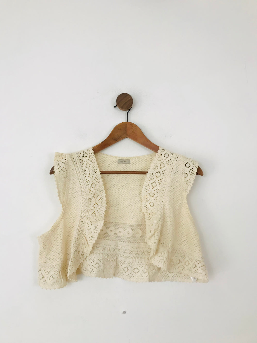Noa Noa Women's Crochet Bolero Vest | L UK14 | Beige