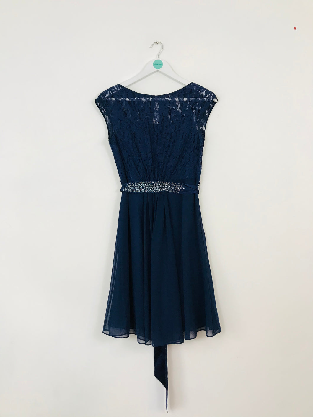 Coast Women’s Silk Sleeveless Lace A-Line Skater Dress | UK10 | Navy Blue