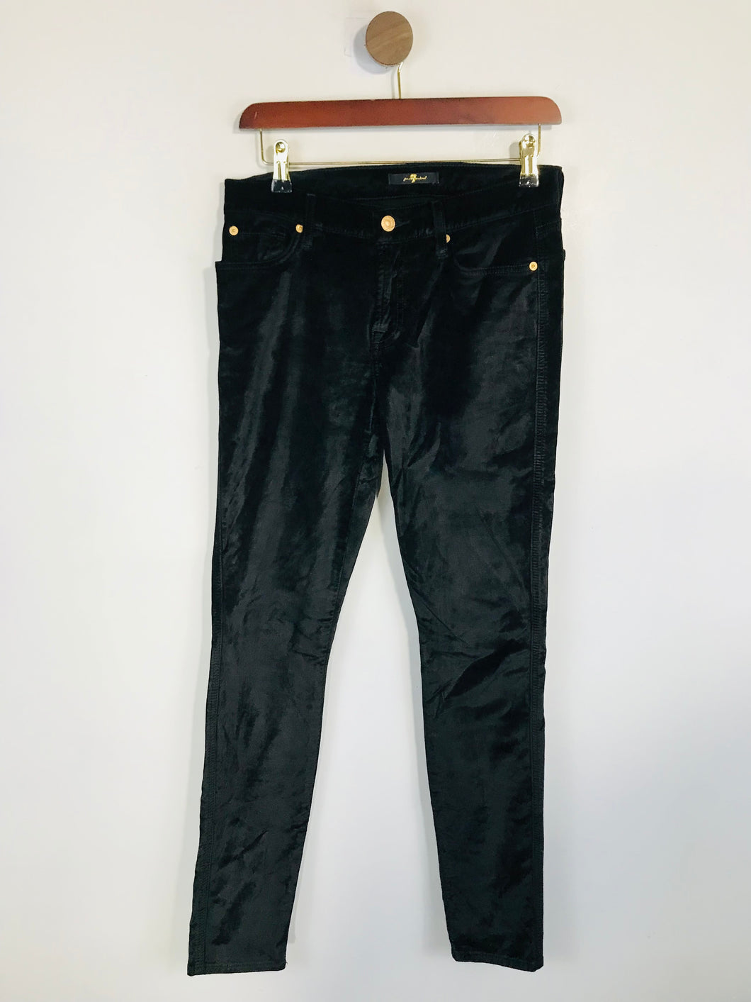 7 For All Mankind Women's Velour Velvet Skinny Jeans | W28 UK10 | Black
