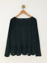 Load image into Gallery viewer, Hush Women&#39;s Striped Velvet Blouse | L UK14 | Black
