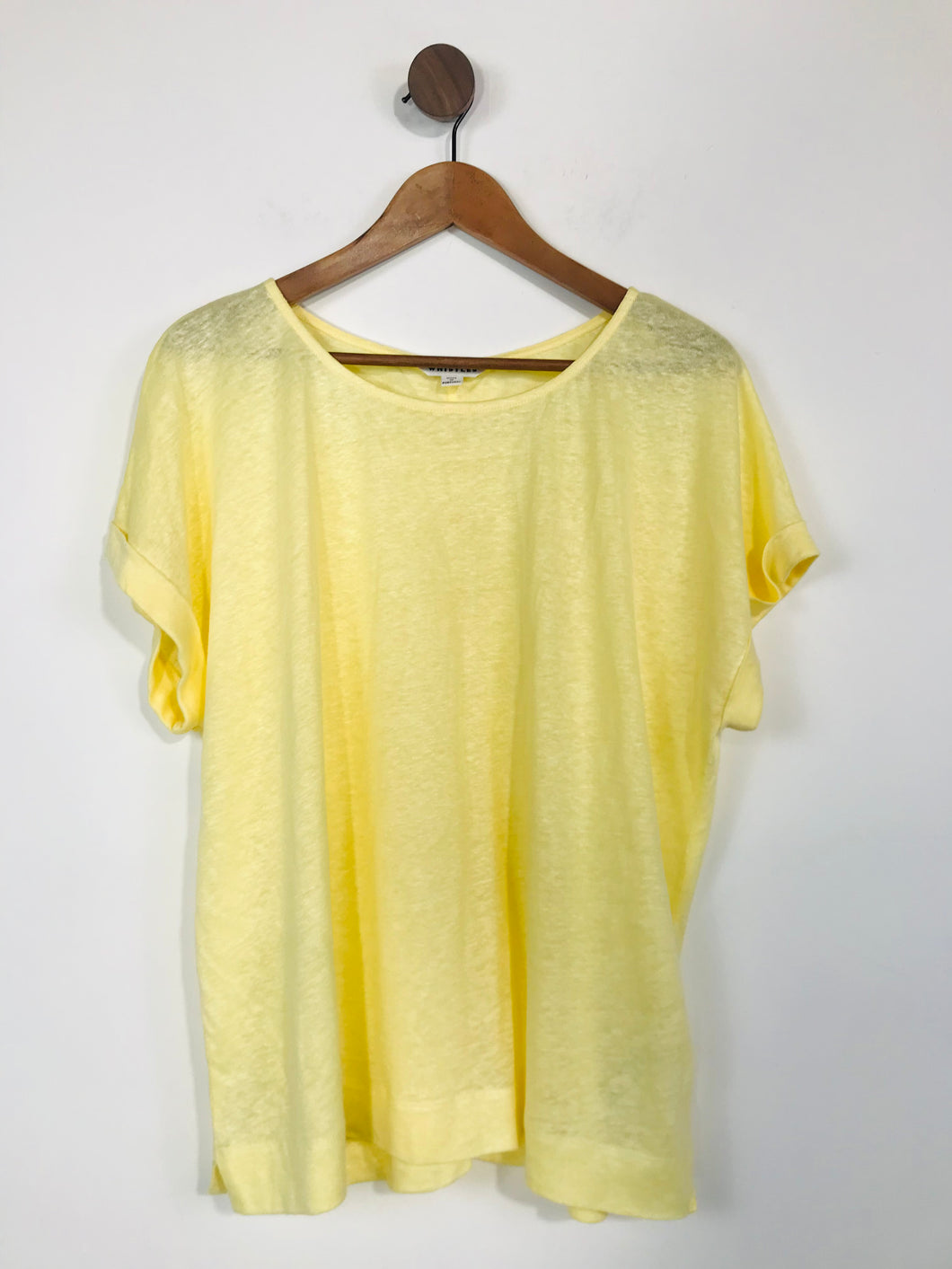 Whistles Women's Linen Lightweight T-Shirt | M UK10-12 | Yellow
