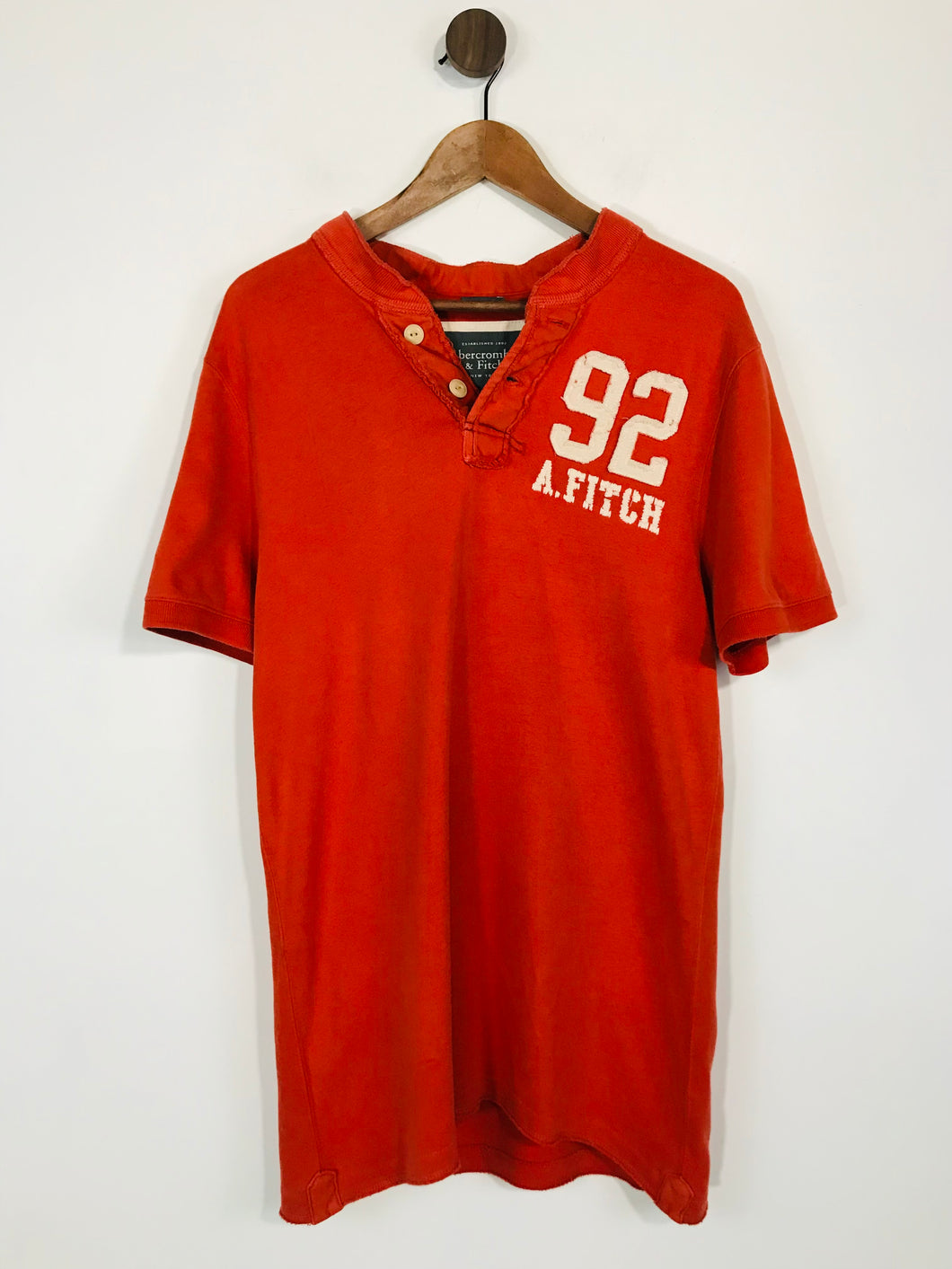 Abercrombie & Fitch Men's Cotton Round Neck Polo Shirt | XL | Orange