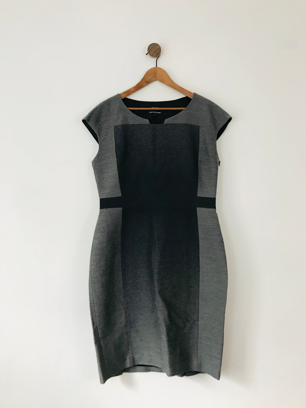 Jaeger Black Women’s Paneled Wool Sheath Dress | UK16 | Grey