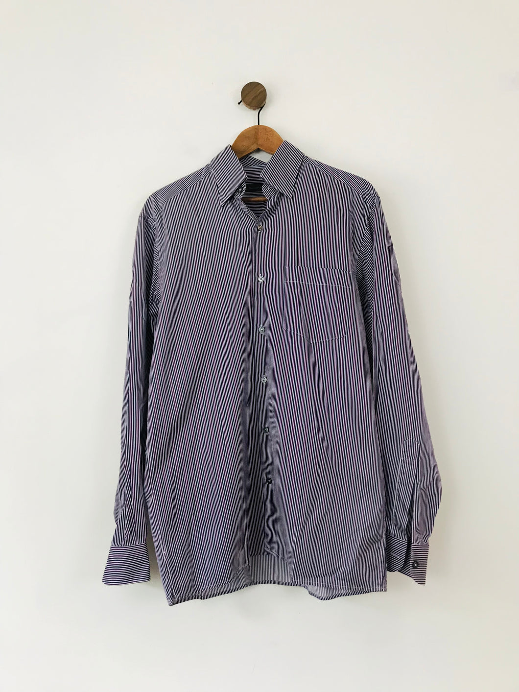 Ermenegildo Zegna Men's Striped Button-Up Shirt | M | Purple