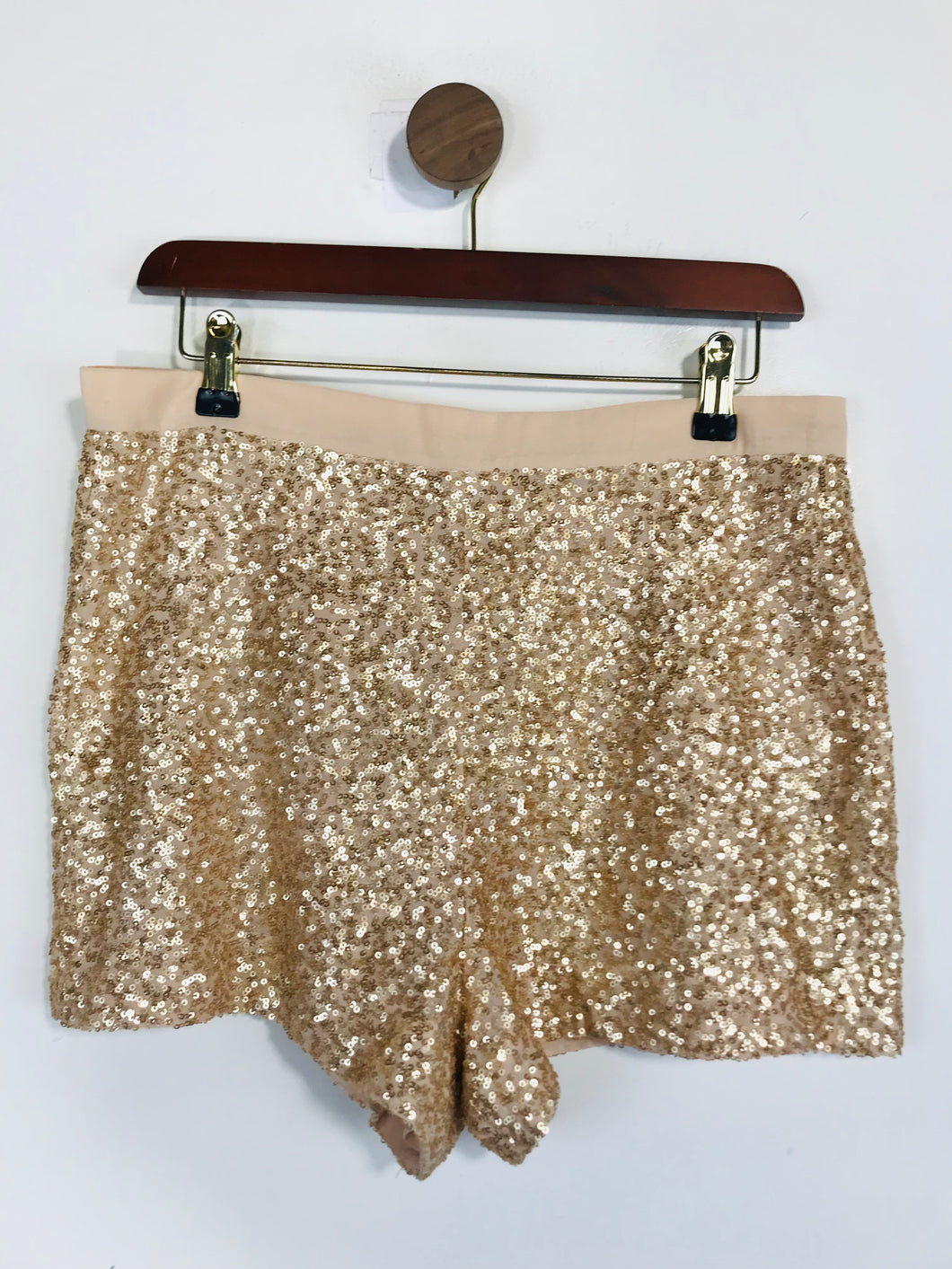 French Connection Women's Sequin Hot Pants Shorts | UK12 | Pink