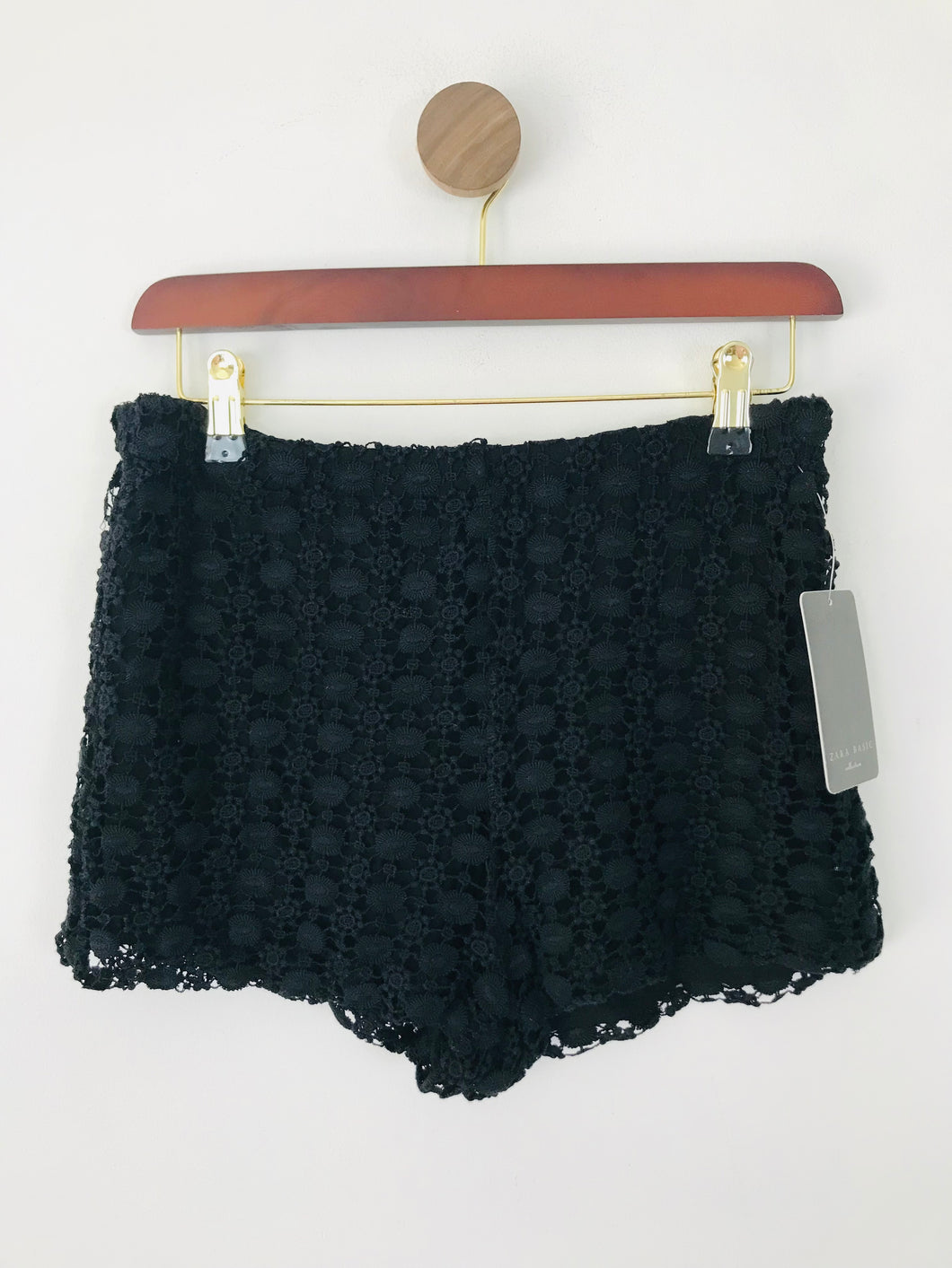 Zara Women's Lace Hot Pants Shorts NWT | L UK14 | Black