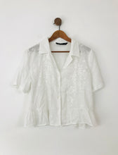Load image into Gallery viewer, Zara Women&#39;s Embroidered Button Up Blouse | L UK14 | White
