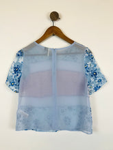 Load image into Gallery viewer, Topshop Women&#39;s Floral Mesh Blouse | UK6 | Blue
