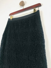 Load image into Gallery viewer, Club Monaco Women&#39;s Floral Crocheted Pencil Skirt  | 2 UK8 | Black
