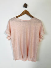 Load image into Gallery viewer, Des Petits Hauts Women&#39;s Linen Frill sleeves T-Shirt | UK8 | Pink

