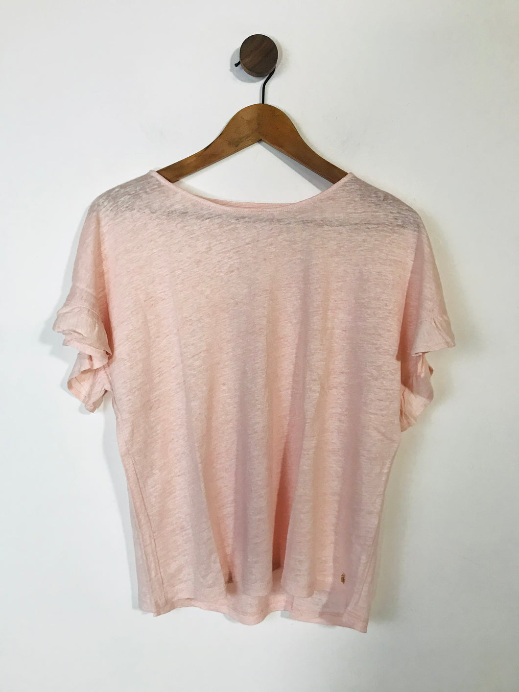Des Petits Hauts Women's Linen Frill sleeves T-Shirt | UK8 | Pink