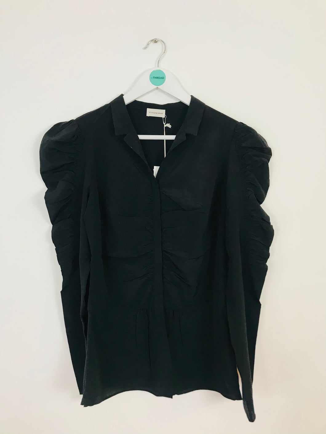 By Malene Birger Women’s Ruffle Sleeve Silk Blouse NWT | 40 UK14 | Black
