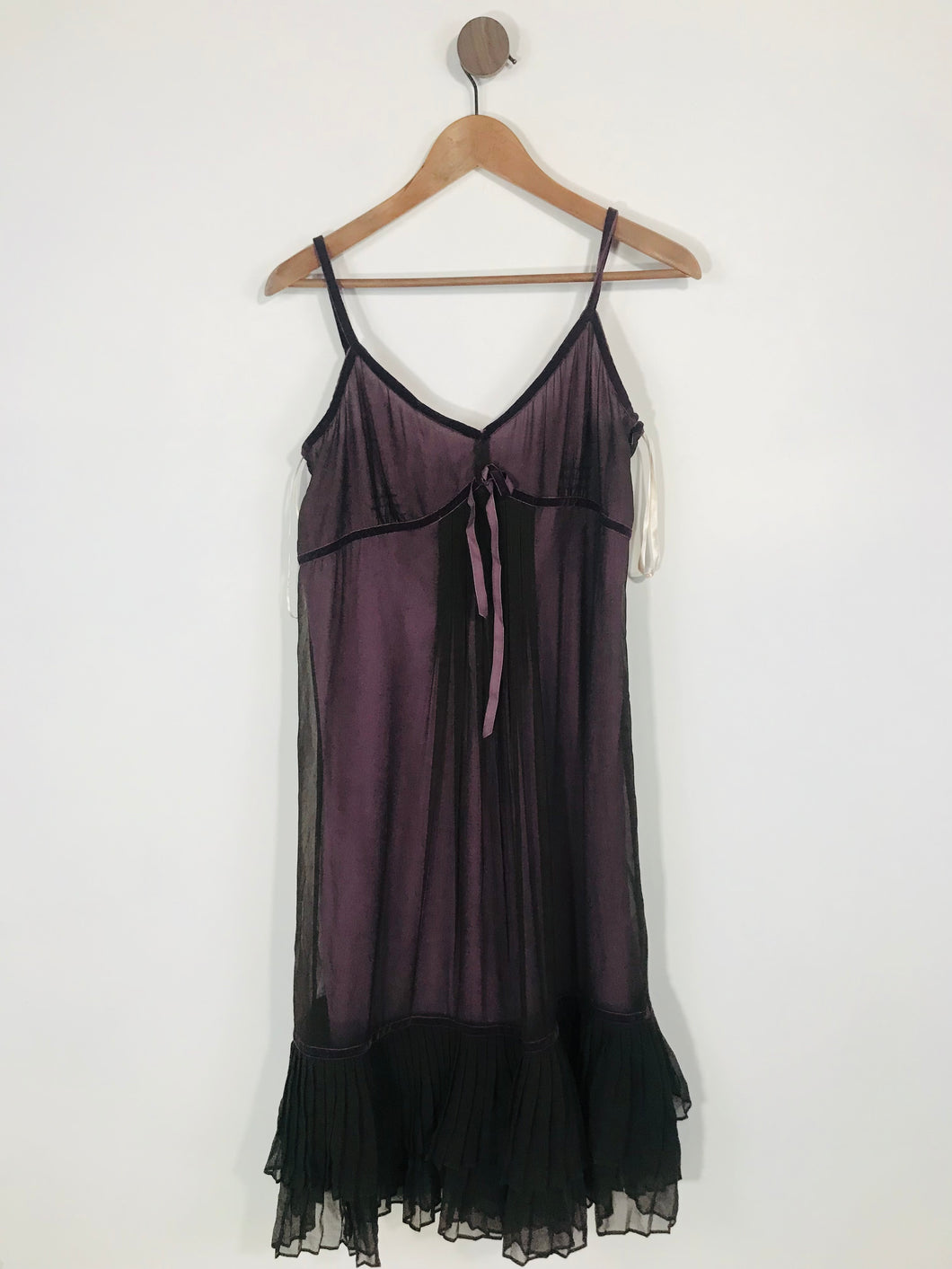 Whistles Women's Silk Frill Midi Dress NWT | UK16 | Purple