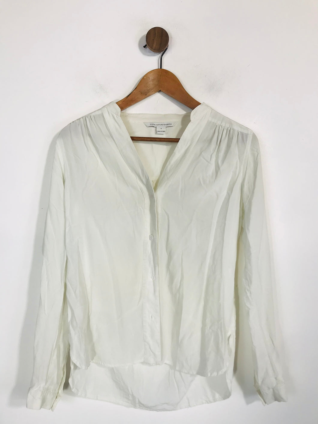 Diane von Furstenberg Women's Silk Button-Up Shirt | 4 UK8 | White