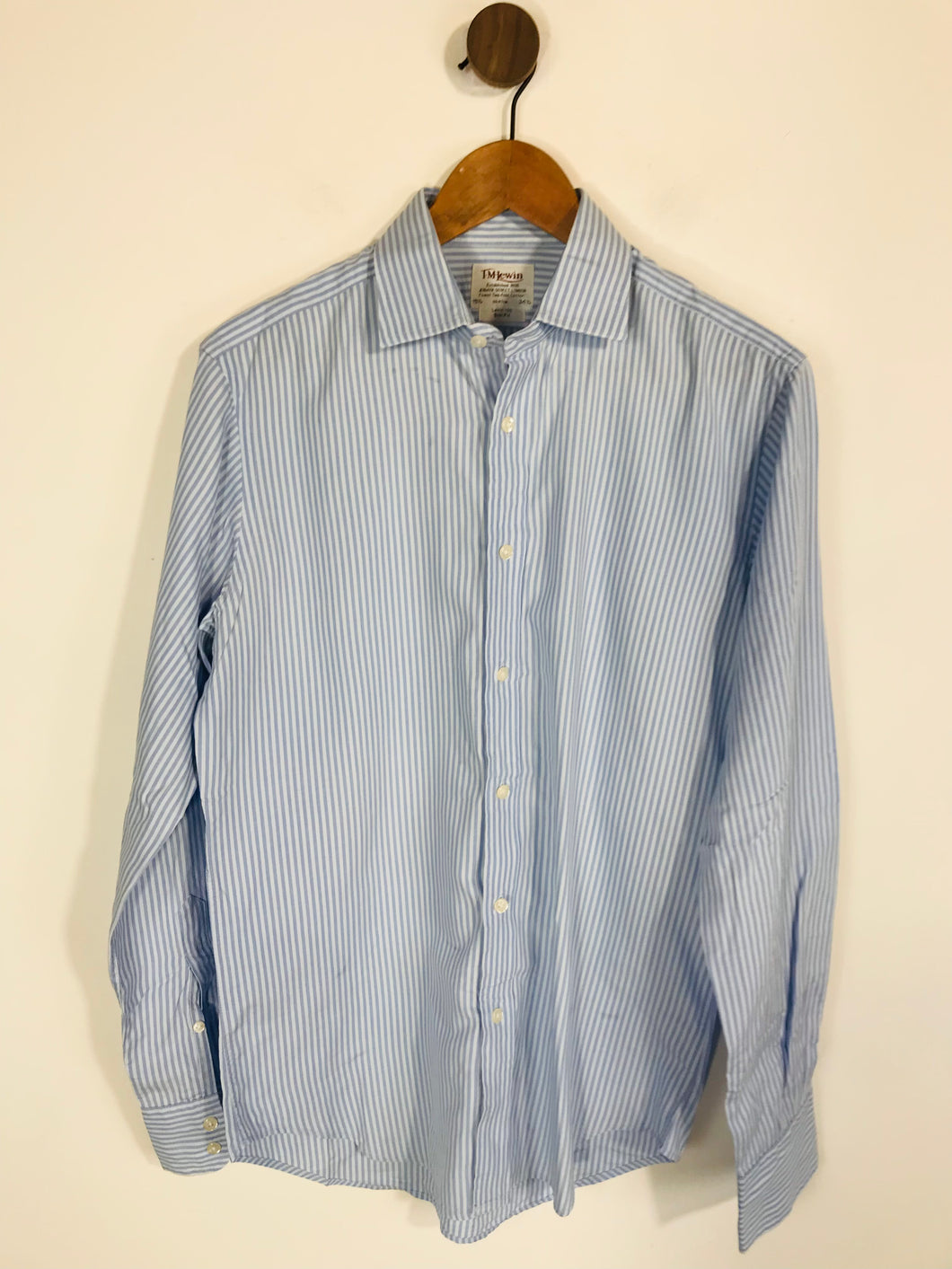 T M Lewin Men's Striped Button-Up Shirt | 15.5 34.5 | Blue