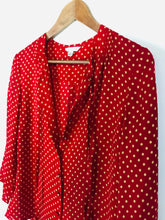 Load image into Gallery viewer, LK Bennett Women&#39;s Silk Polka Dot Blouse | UK12 | Red
