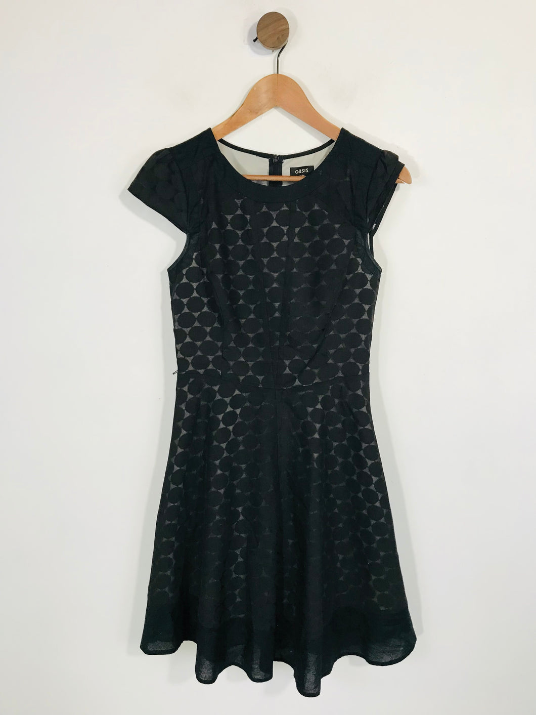 Oasis Women's Cotton Polka Dot A-Line Dress | UK8 | Black