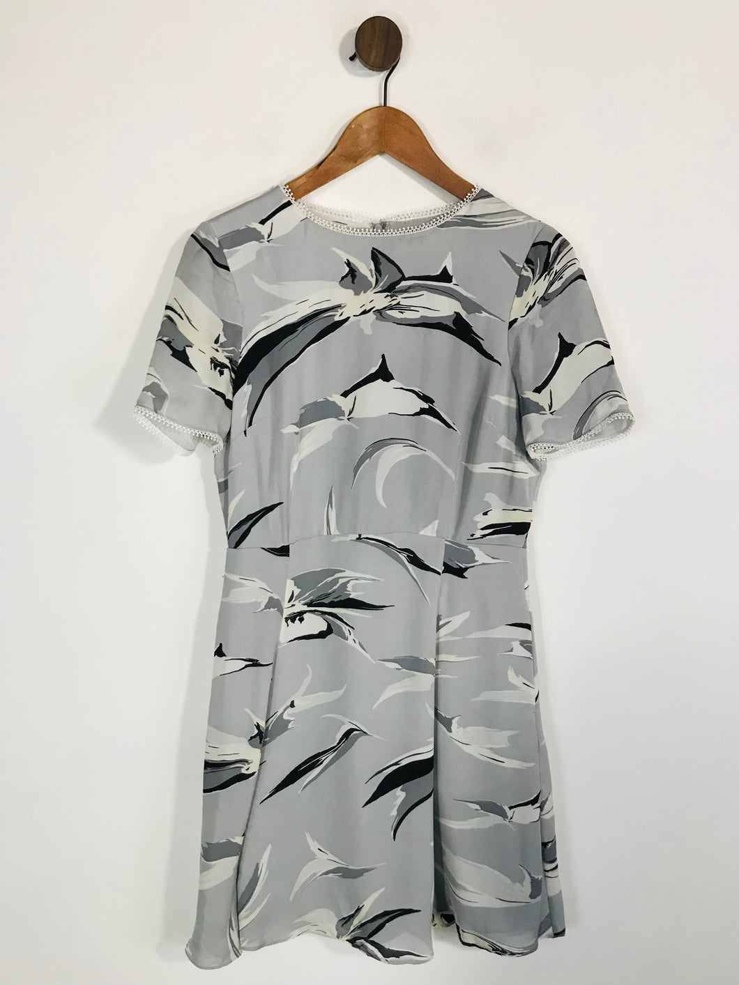 Reiss Women's Floral A-Line Dress | UK10 | Grey