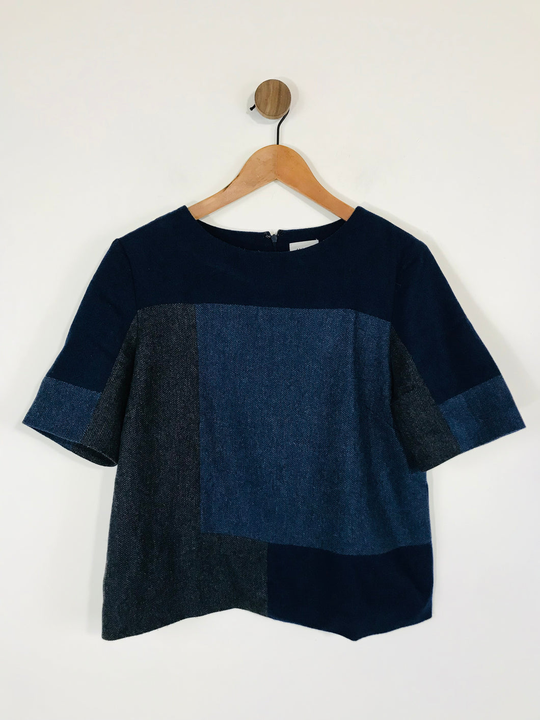 Jigsaw Women's Colour Block Wool Blend Blouse | UK14 | Blue