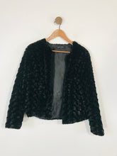 Load image into Gallery viewer, Capsule Women&#39;s Long Sleeve Faux Fur Bomber Jacket | UK12 | Black
